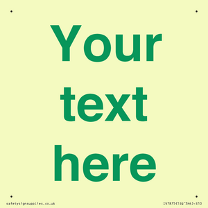 Custom blank information sign. Green text, plain background